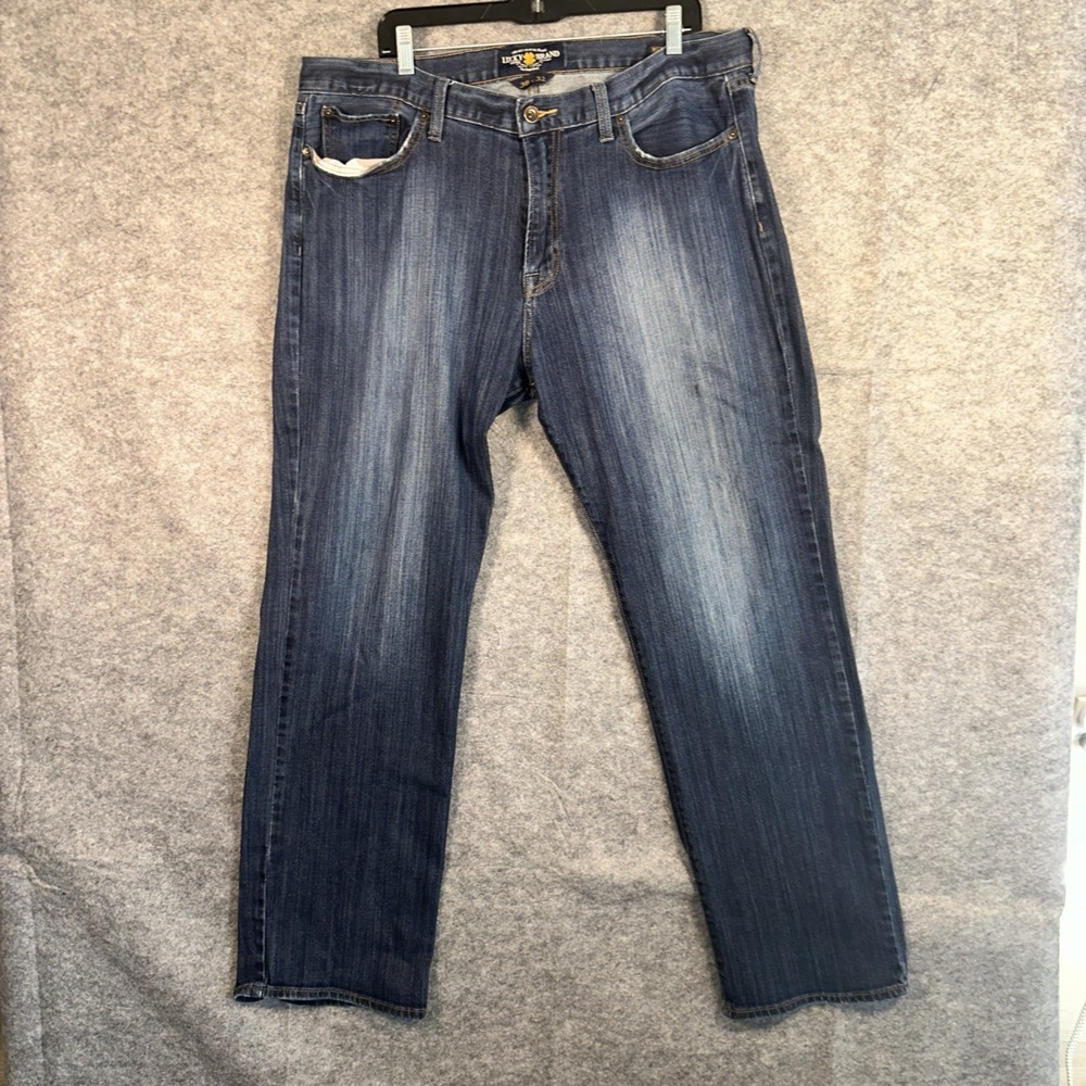 Lucky Brand Jeans Men's 38x32 361 Vintage Straight Stretch Distressed Dark Wash